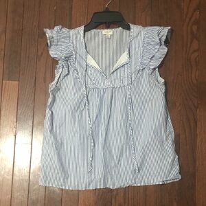 J. Crew Blue and White Striped Sleeveless Top